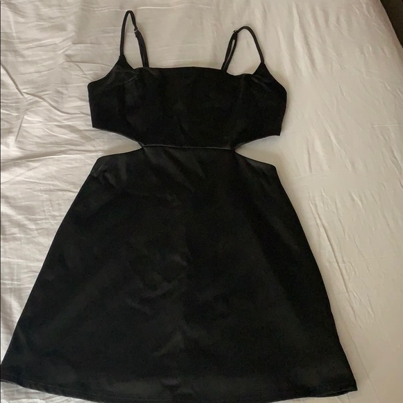 Alina Satin Hourglass Dress in Black - Picture 3 of 8